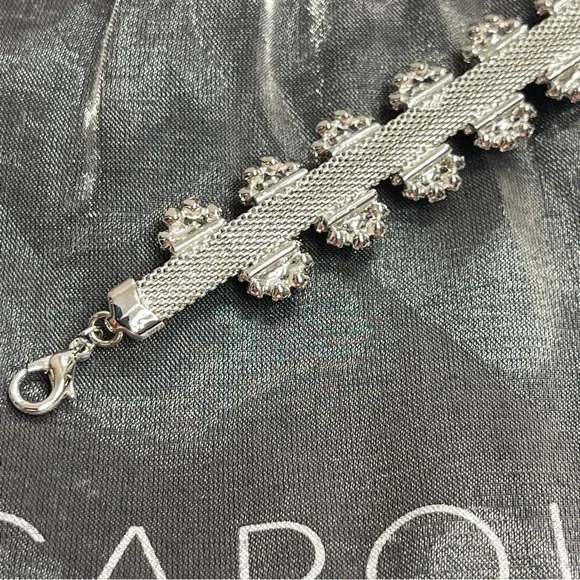 Stainless Steel Necklace Crystal Flower Choker - Picture 5 of 7